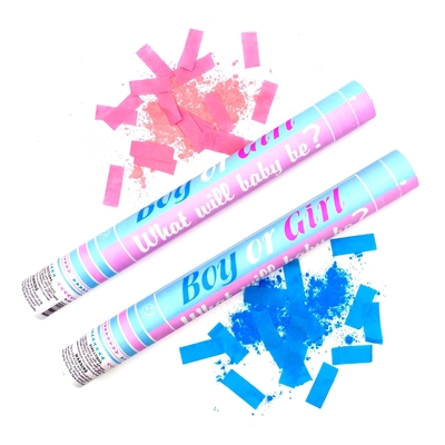 Nouveau bébé douche elle ou il garçon fille bleu rose sexe révéler biodégradable à l' épreuve des flammes fête popper confetti canon