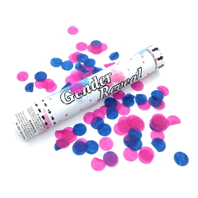 Fête de révélation de genre Confetti Cannon Biodégradable Popper comprimé à l'air en bleu et rose