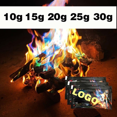 10g/25g Feu de couleur Flammes de poudre Feu de camp Feu de camp Pyrotechnique Flammes Trick Pour le camping en plein air Picnics