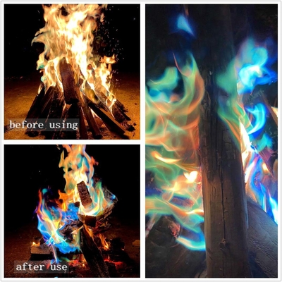 10g/25g Feu de couleur Flammes de poudre Feu de camp Feu de camp Pyrotechnique Flammes Trick Pour le camping en plein air Picnics