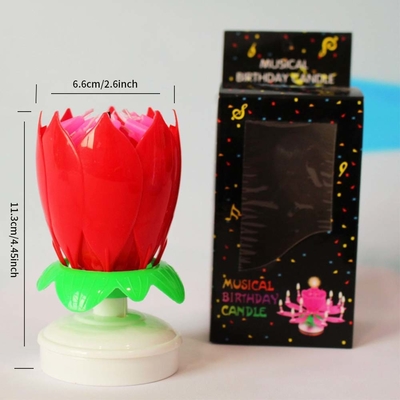 Des feux d'artifice en forme de fleurs multicolores Bougies de gâteau d'anniversaire en rotation Bougie de gâteau d'anniversaire musicale