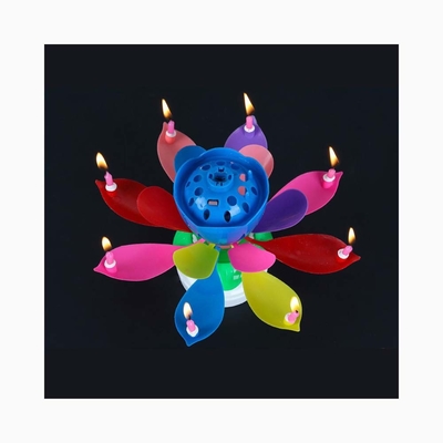Une bougie d'anniversaire multicolore tournoyante