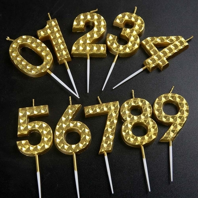 Créatif Or Argent Diamant Surface Digital Bougies Décoration de gâteau de fête d'anniversaire