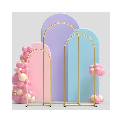 Cadre d'affichage floral en métal doré Ronde en haut Fond d'écran Stand de mariage Fond d'écran de bienvenue Bouclier de ballon de fleurs