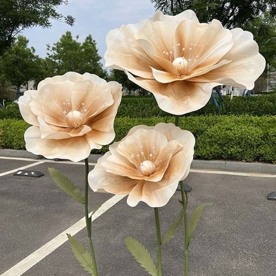 Elegante fleur de mariage en peony en mousse géante avec métal électroplaqué et style moderne