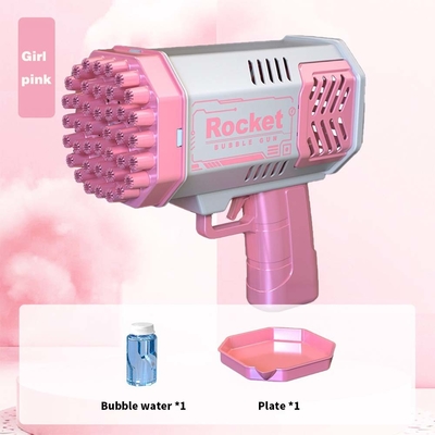 Pistolet à bulles Rocket 69 trous Machine à bulles de savon Cadeau de Noël Pistolet en forme souffleur automatique avec jouets légers pour enfants