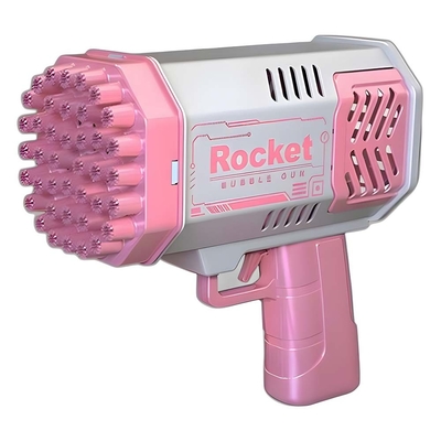 Pistolet à bulles Rocket 69 trous Machine à bulles de savon Cadeau de Noël Pistolet en forme souffleur automatique avec jouets légers pour enfants