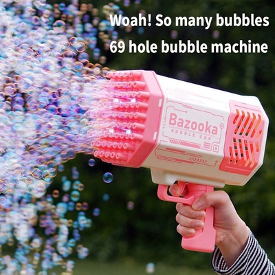 Pistolet à bulles Rocket 69 trous Machine à bulles de savon Cadeau de Noël Pistolet en forme souffleur automatique avec jouets légers pour enfants