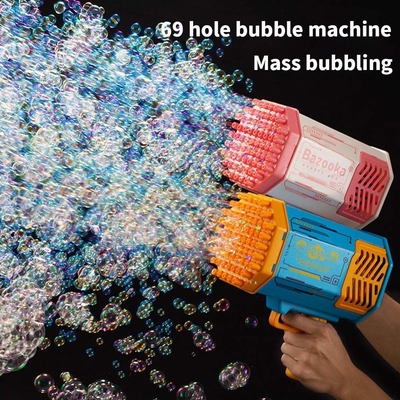 Pistolet à bulles Rocket 69 trous Machine à bulles de savon Cadeau de Noël Pistolet en forme souffleur automatique avec jouets légers pour enfants