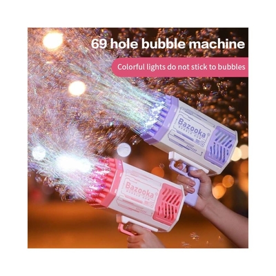 Pistolet à bulles Rocket 69 trous Machine à bulles de savon Cadeau de Noël Pistolet en forme souffleur automatique avec jouets légers pour enfants