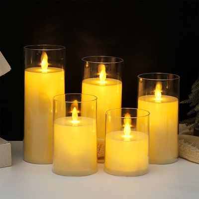 Candelabre clignotant sans flamme pour la fête des pères en tasse acrylique LED pour décoration d'anniversaire