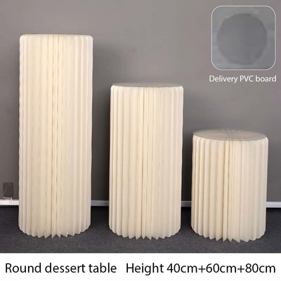 Table de dessert pliable acrylique cylindrique en forme personnalisée pour le pliage du papier Décoration de fête d'anniversaire de mariage
