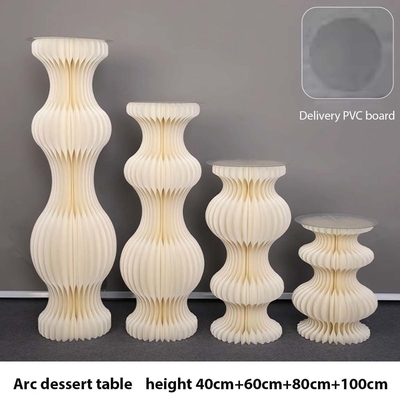 Table de dessert pliable acrylique cylindrique en forme personnalisée pour le pliage du papier Décoration de fête d'anniversaire de mariage