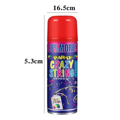 Portée de tir 5-8m Économique Streamer coloré et Silly Crazy String Spray pour les décorations de festival