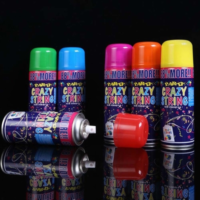 Portée de tir 5-8m Économique Streamer coloré et Silly Crazy String Spray pour les décorations de festival